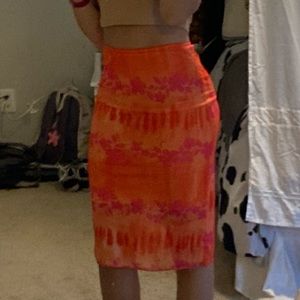 orange y2k midi skirt!size small